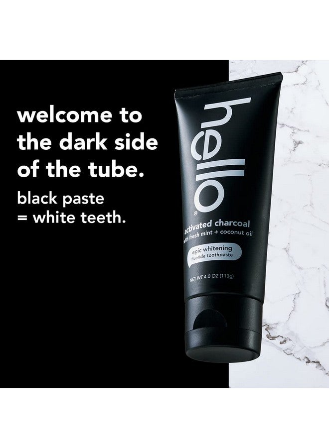 Ello Activated Charcoal Epic Teeth Whitening Fluoride Toothpaste And Toothbrush Fresh Mint And Coconut Oil Vegan Sls Free Gluten Free And Peroxide Free 2 Count (Pack Of 1)