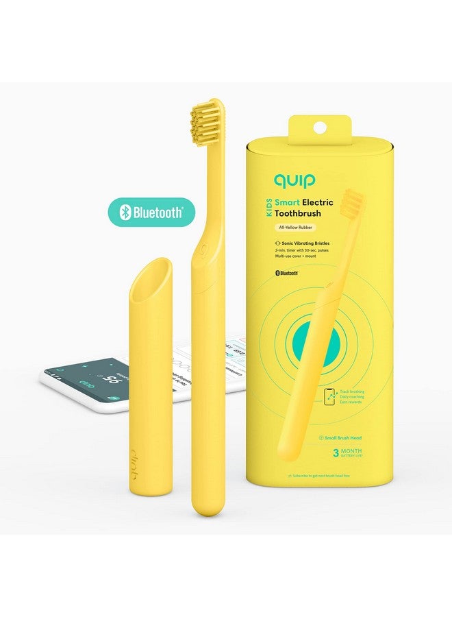 Uip Kids Smart Electric Toothbrush Sonic Toothbrush With Bluetooth® + Rewards App Small Brush Head Soft Bristles Travel Cover/Mirror Mount Timer And Rubber Handle Allyellow