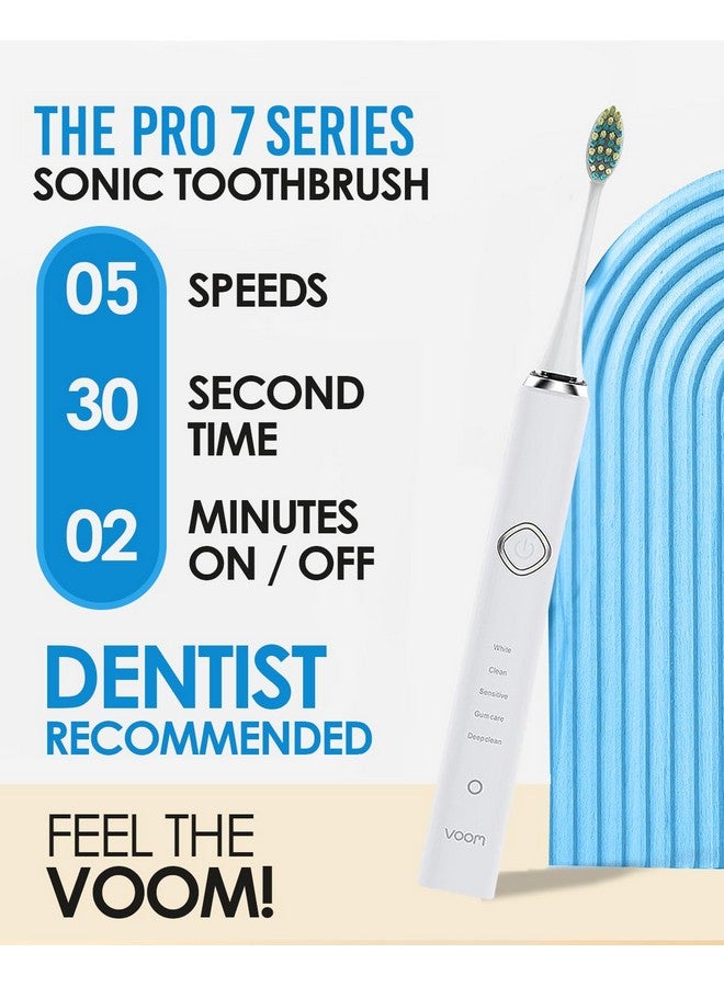 Oom Sonic Pro 7 Electric Toothbrush For Adults Sonicare Electric Toothbrush With 40000 Vpm W/ 5 Deep Clean Modes Rechargeable Toothbrushes Fast Charge 4 Hours Last 8Weeks