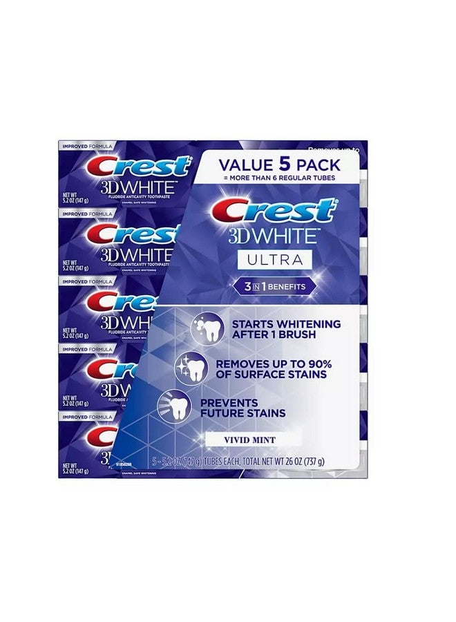 Rest 3D White Ultra Whitening Toothpaste Vivid Mint (5.2 Oz. 5 Pk.)