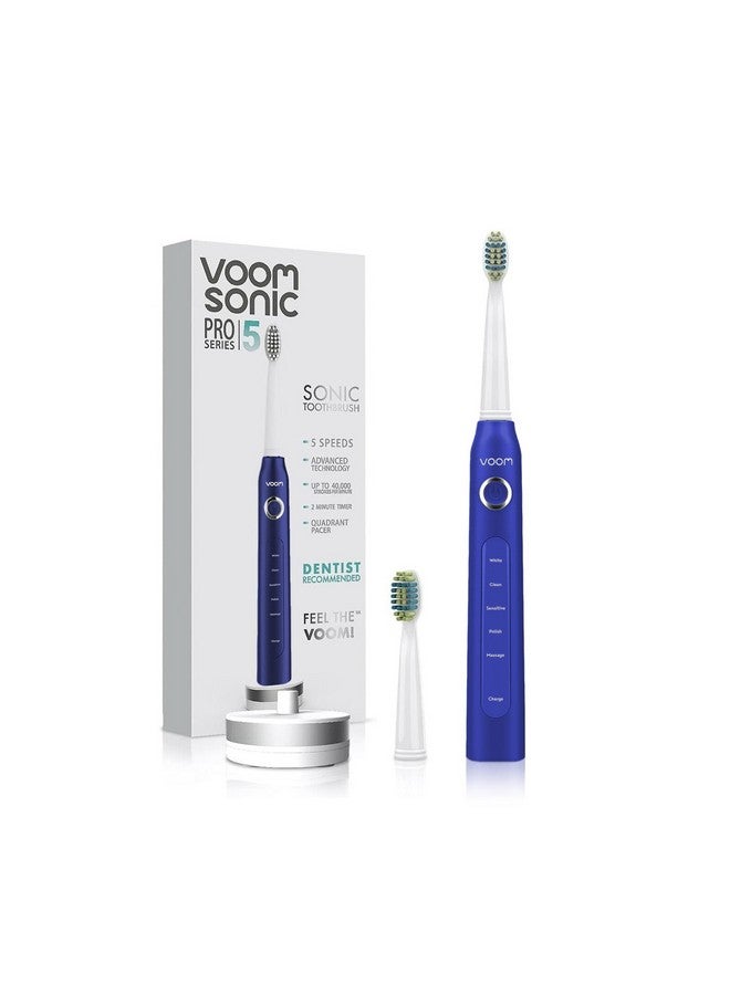 Oom Sonic Pro 5 Series Rechargeable Electronic Toothbrush Dentist Recommended Advanced Oral Care 2 Minute Timer With Quadrant Pacing 5 Adjustable Speeds Soft Dupont Nylon Bristles Blue