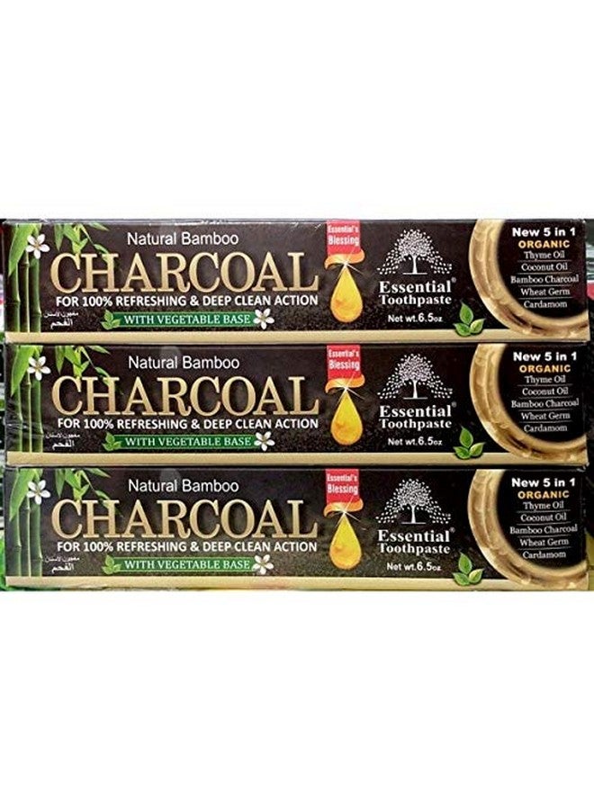 Natural Bamboo Activated Charcoal Essential Toothpaste (100% Fluoride Free) (3 Tubes)