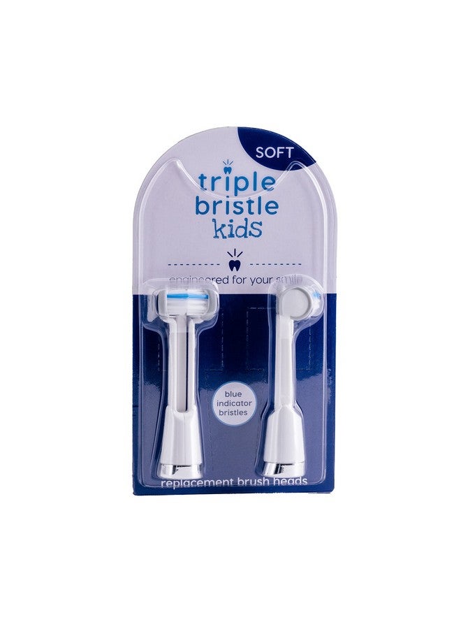 Riple Bristle Kids Sonic Toothbrush ; 2 Pack Replacement Head Refill ; 3Sided Brushing To Clean Teeth And Gums ; Dentist Created & Approved ; Safe On Braces