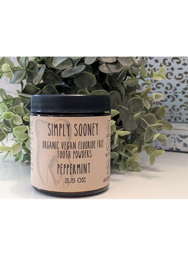 Organic Vegan Fluoride Free Remineralizing Tooth Powder Peppermint Formula 6 Month Supply Glass Jar No Plastic In Mailing