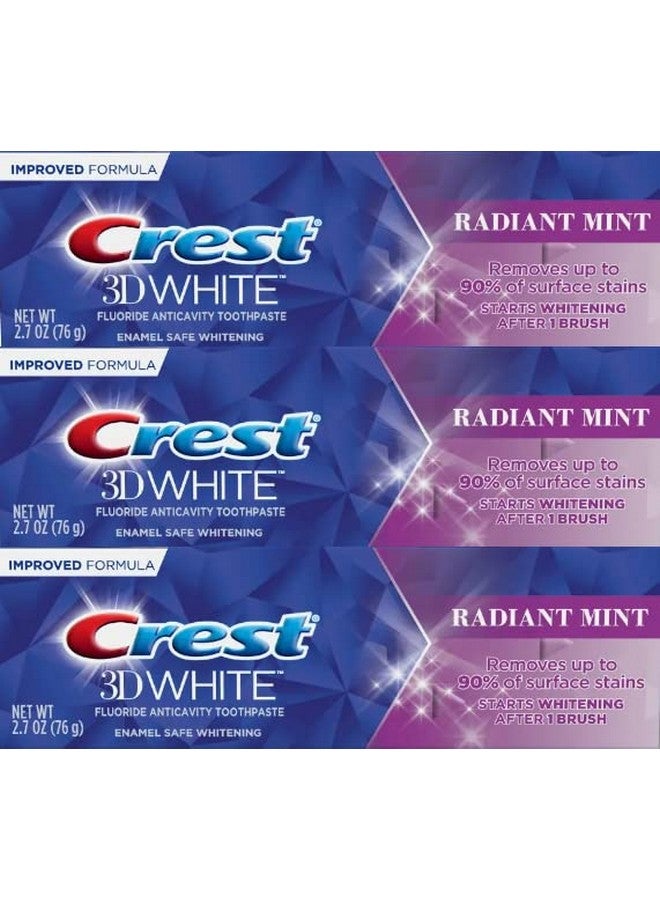 Rest 3D White Toothpaste Radiant Mint 2.7 Oz (76G) Pack Of 3