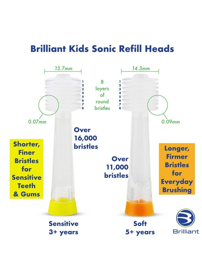 Rilliant Kids Sonic Toothbrush Characters Refill Toothbrush Heads Microfiber Micro Bristles Gives Allaround Clean 2 Count Yellow