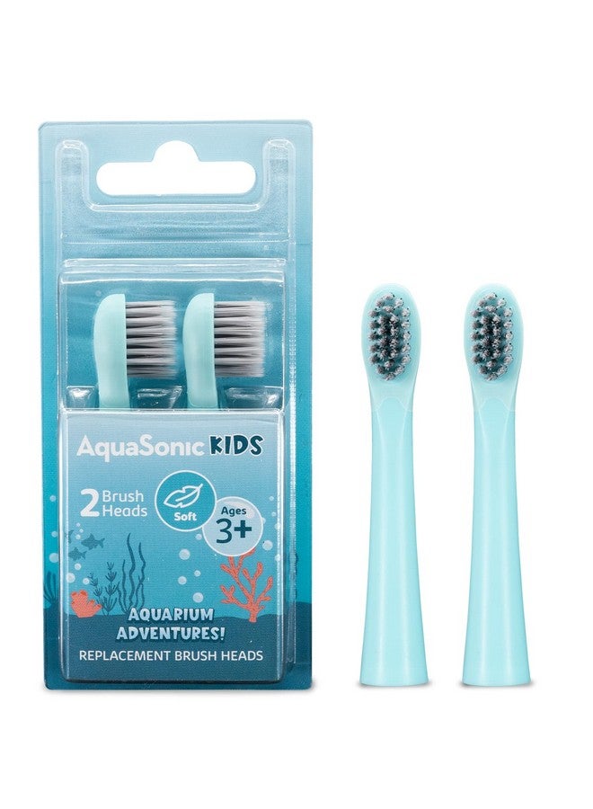 Quasonic Kids Brush Head Replacement 2Pack For Aquarium Adventures Sonic Electric Toothbrush For Ages 3 And Up