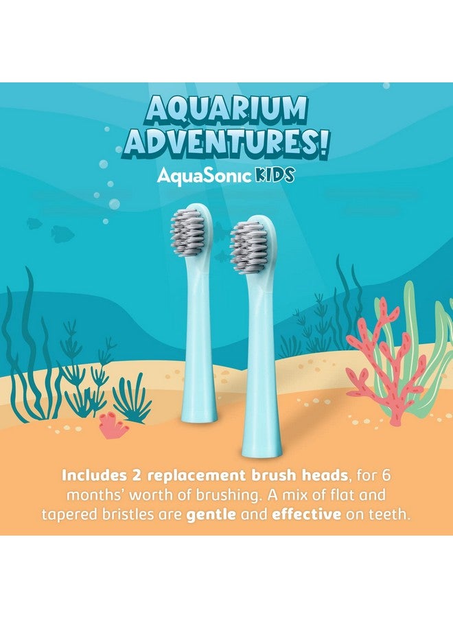 Quasonic Kids Brush Head Replacement 2Pack For Aquarium Adventures Sonic Electric Toothbrush For Ages 3 And Up