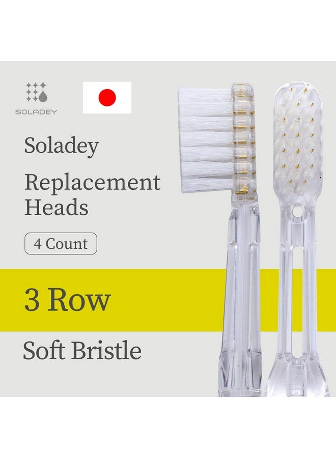 Oladey Ionic Toothbrush Replacement Brush Heads Refill 4 Count 3 Row Soft Bristle