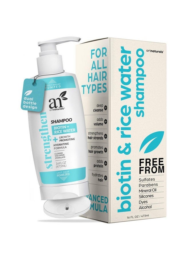 Rtnaturals Rice Water + Biotin Shampoo (16 Fl Oz / 473Ml) Sulfate Free Dual Bottle Made With Banana Quinoa And Coconut To Promote Strength Shine And Growth