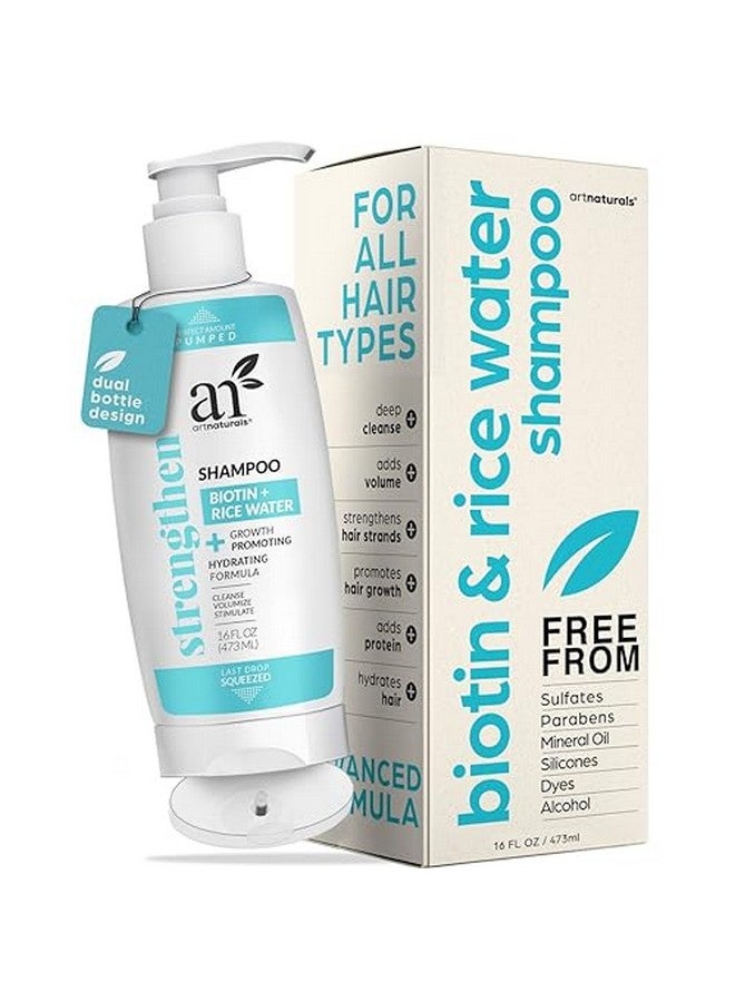 Rtnaturals Rice Water + Biotin Shampoo (16 Fl Oz / 473Ml) Sulfate Free Dual Bottle Made With Banana Quinoa And Coconut To Promote Strength Shine And Growth