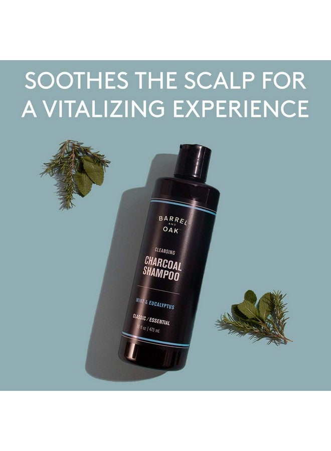 Barrel And Oak Cleansing Charcoal Shampoo Clarifying Shampoo Hair Care For Men Deep Cleans & Purifies Hydrates & Soothes Dry Scalp Essential Oilbased Scent Vegan (Mint & Eucalyptus 16 Oz)