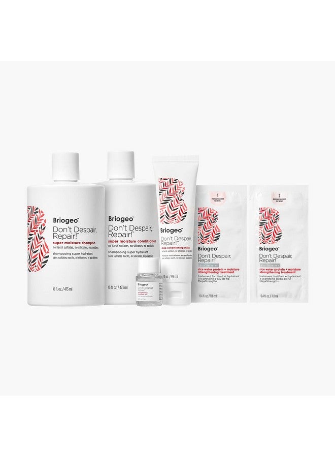 Riogeo Don’T Despair Repair! Strength + Repair Solutions Set Hair Repair Shampoo Conditioner Plus Mini Hair Mask Mini Hair Oil And Mini Rice Water Protein + Moisture Strengthening Treatment 35.03 Oz