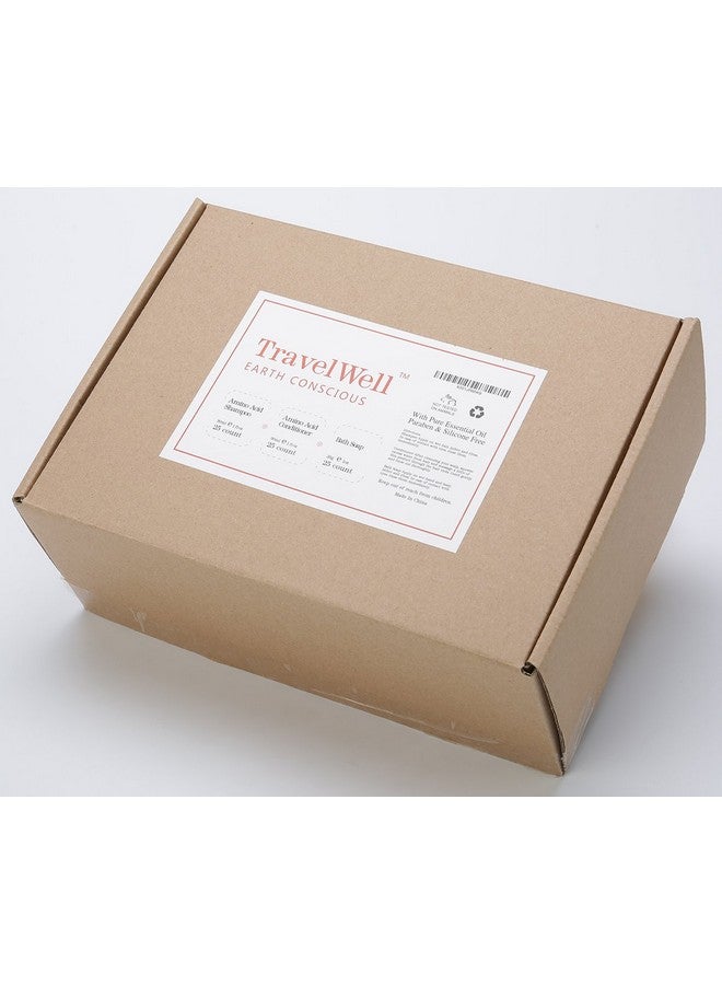 Ravelwell Hotel Amenities Toiletries Individually Wrapped 30Ml Shampoo 25 Bottles + Conditioner 25 Bottles + 28G Mini Soap Bars 25 Bars ; Travel Size Toiletries ; Hotel Toiletries Bulk Set