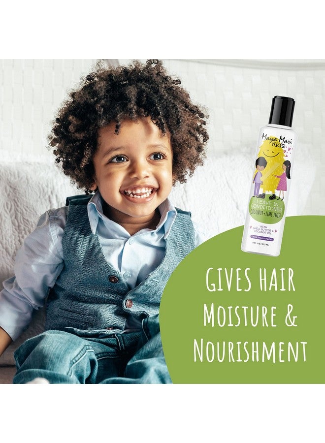 Aya Mari Gift Set With Musthave Curly Hair Products For Kids ; Includes 2 In 1 Kids Curly Hair Shampoo And Conditioner Curl Cream & Shea Butter Leave In Hair Detangler For Kids ; Coconut & Lime