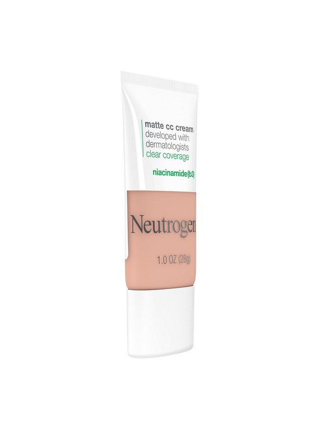 Eutrogena Clear Coverage Flawless Matte Cc Cream Fullcoverage Color Correcting Cream Face Makeup With Niacinamide (B3) Hypoallergenic Oil Free & Fragrance Free Cool Beige 1 Oz