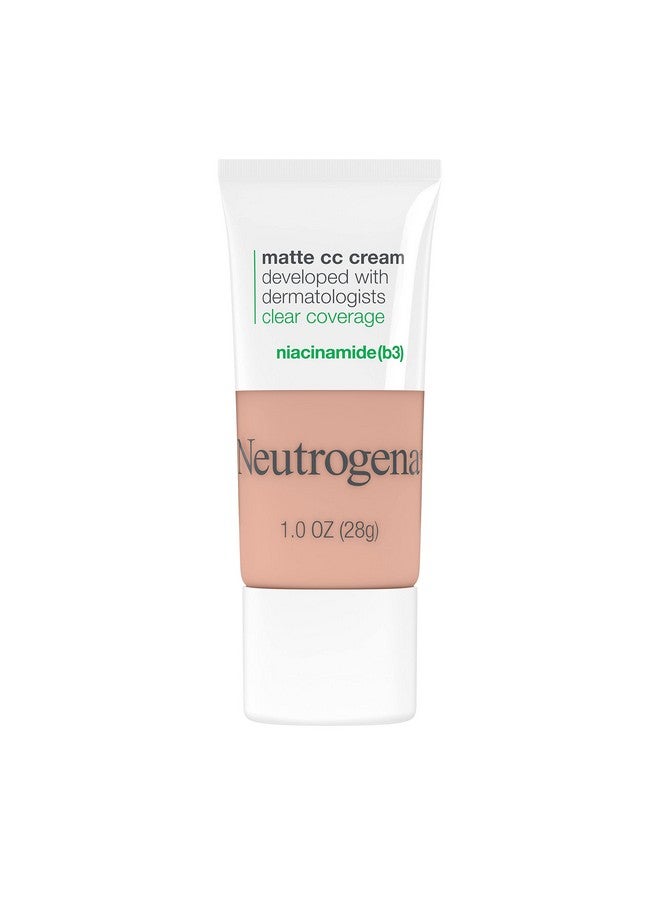 Eutrogena Clear Coverage Flawless Matte Cc Cream Fullcoverage Color Correcting Cream Face Makeup With Niacinamide (B3) Hypoallergenic Oil Free & Fragrance Free Cool Beige 1 Oz