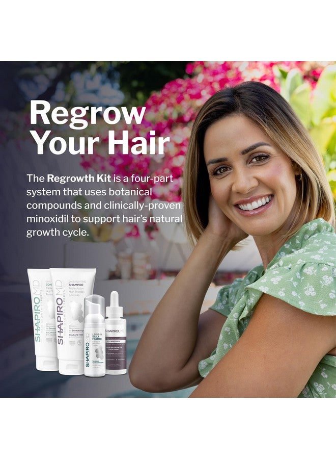 Women'S Regrowth Kit Plus: Shampoo Conditioner 2% Minoxidil Leavein Foamer. Anti Hair Loss And Thinning Hair Solution For Women 1 Month