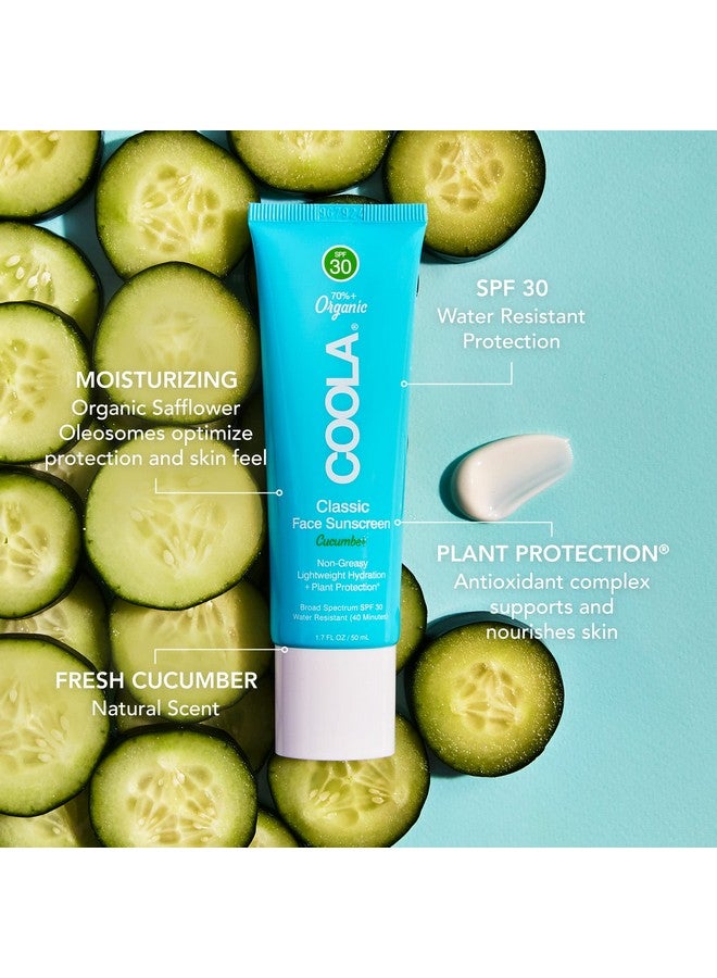 Oola Organic Face Sunscreen Spf 30 Sunblock Lotion Dermatologist Tested Skin Care For Daily Protection Vegan And Gluten Free Cucumber 1.7 Fl Oz