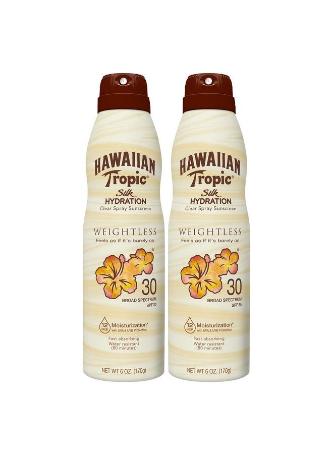 Hawaiian Tropic Weightless Hydration Clear Spray Sunscreen Spf 30 6Oz ; Hawaiian Tropic Sunscreen Spf 30 Sunblock Oxybenzone Free Sunscreen Spray On Sunscreen Pack Spf 30 6Oz Each Twin Pack