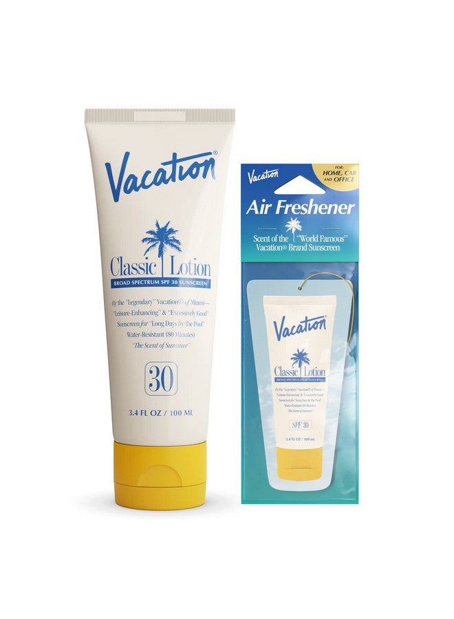 Acation Classic Sunscreen Lotion Spf 30 + Air Freshener Bundle Water Resistant Broad Spectrum Sunscreen Sun Block Vegan Sun Tanning Lotion Body Lotion With Spf Spf 30 Sunscreen 3.4 Fl. Oz.