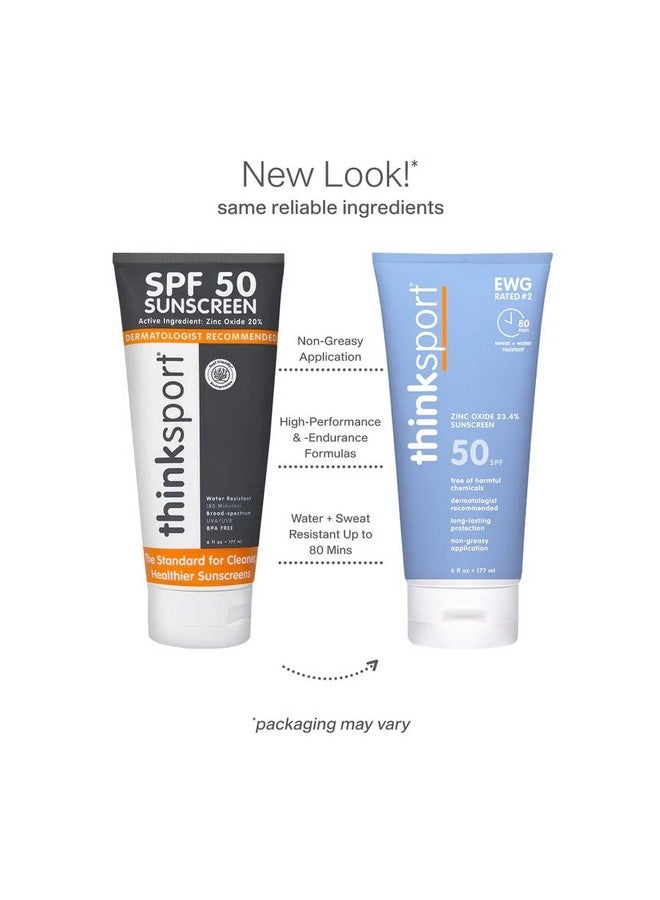 Hinksport Spf 50+ Mineral Sunscreen Safe Natural Sunblock For Sports & Active Use Water Resistant Sun Cream Uva/Uvb Sun Protection Vegan Reef Friendly Sun Lotion 6Oz