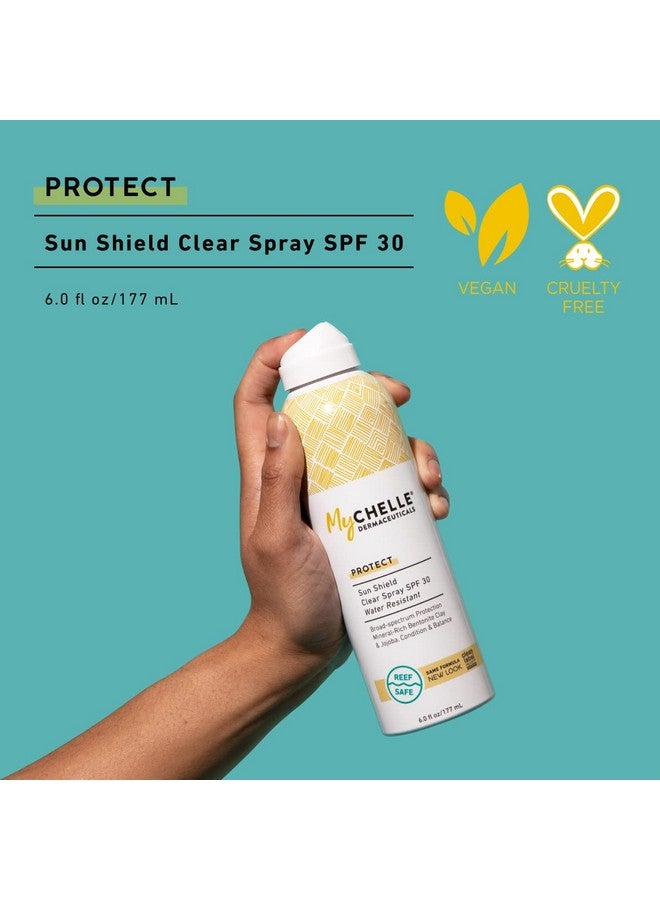 Ychelle Dermaceuticals Sun Shield Clear Spray Spf 30 (6 Fl Oz) Zinc Sunscreen Spray With Bentonite Clay And Jojoba Balances Oil Levels And Conditions Skin Water Resistant For 80 Minutes