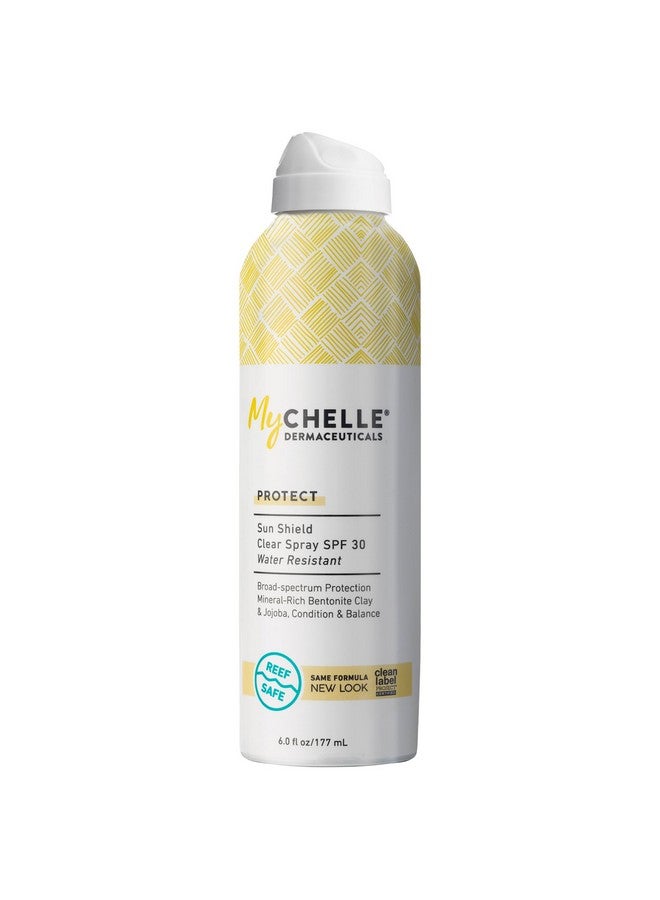 Ychelle Dermaceuticals Sun Shield Clear Spray Spf 30 (6 Fl Oz) Zinc Sunscreen Spray With Bentonite Clay And Jojoba Balances Oil Levels And Conditions Skin Water Resistant For 80 Minutes