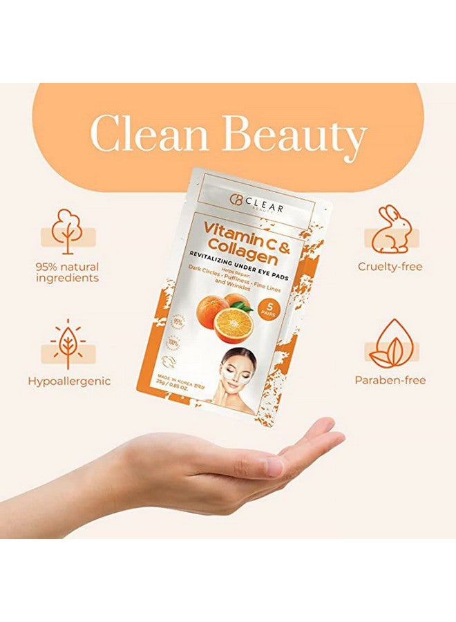 Lear Beauty (Formerly Clair) Vitamin C & Collagen Under Eye Patches Diminishes Dark Circles & Puffiness Antiaging Cooling & Soothing Eye Pads Cruelty Free Korean Skincare For All Skin Types