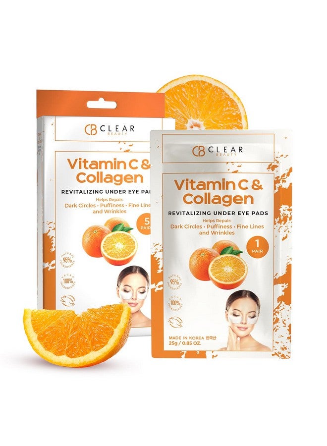 Lear Beauty (Formerly Clair) Vitamin C & Collagen Under Eye Patches Diminishes Dark Circles & Puffiness Antiaging Cooling & Soothing Eye Pads Cruelty Free Korean Skincare For All Skin Types