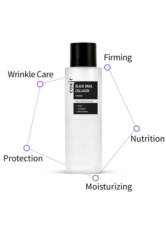Oxir Black Snail Collaen Toner(5.07 Fl.Oz) Black3Complex: Black Rice Bean Sesame Snail Mucin Collagen Hyaluronic Acid L Plumping&Moisturizing L Korean Skin Care Korean Toner L Crueltyfree