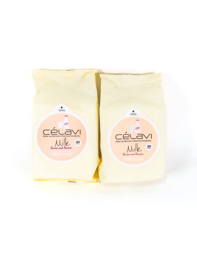 Celavi Makeup Remover Cleansing Wipes Removing Towelettes 2 Packs 60 Sheets (Milk)