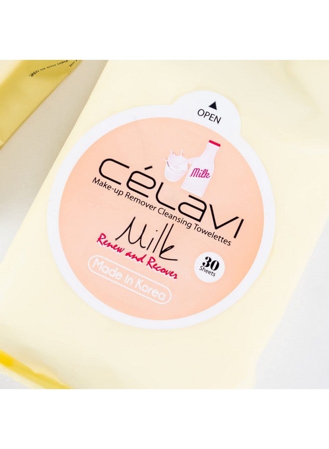 Celavi Makeup Remover Cleansing Wipes Removing Towelettes 2 Packs 60 Sheets (Milk)