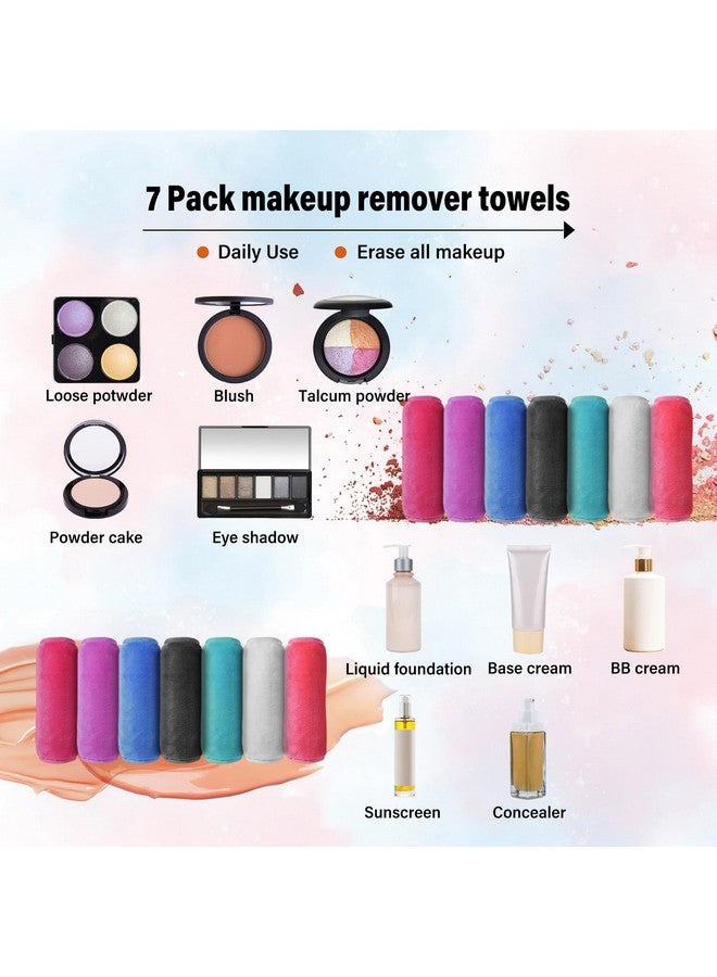 Makeup Remover Cloth 7 Colors Makeup Towels Face Washcloth Makeup Remover Pads Reusable Washable Facial Cloths Clean Towels For Face Eye Skincare With Travel Mesh Bag 6 * 6 Inches 7 Pack