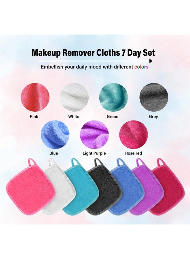 Makeup Remover Cloth 7 Colors Makeup Towels Face Washcloth Makeup Remover Pads Reusable Washable Facial Cloths Clean Towels For Face Eye Skincare With Travel Mesh Bag 6 * 6 Inches 7 Pack