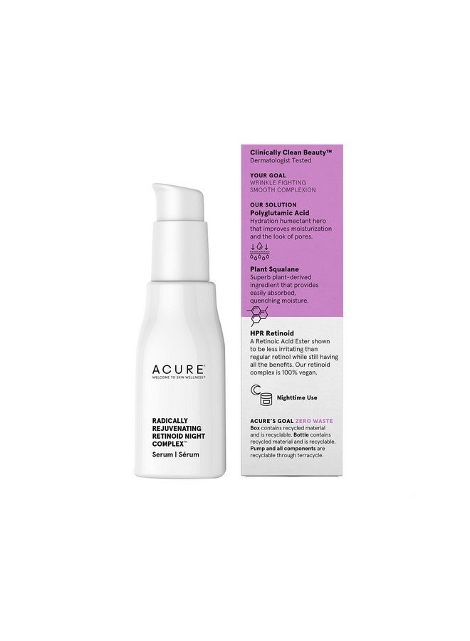 Cure Radically Rejuvenating Retinoid Overnight Complex 100% Vegan For Age Performance With Polyglutamic Acid & Plant Squalane Smoothes Complexion & Fights Wrinkles