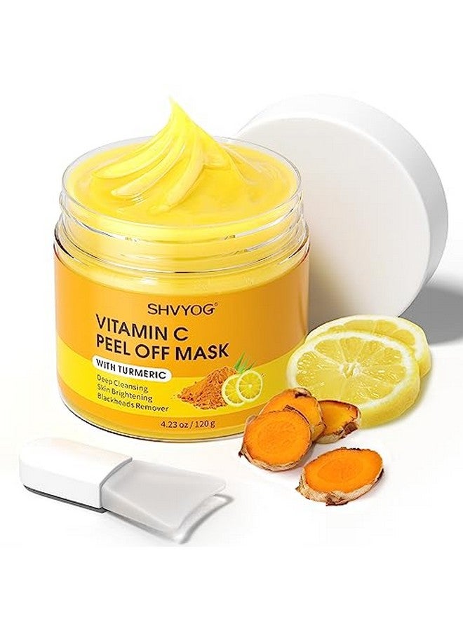 Hvyog Vitamin C Peel Off Face Mask Peel Off Mask With Turmeric Blackhead Remover & Deep Cleansing Face Peel Mask Vitamin C Exfoliating Face Mask For Blackheads Large Pores Dirts Oil