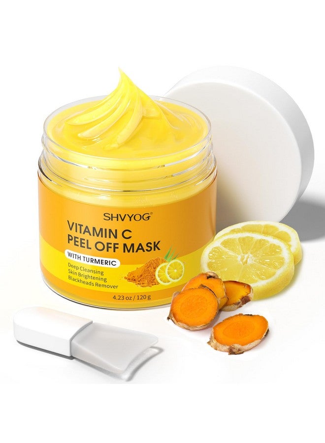 Hvyog Vitamin C Peel Off Face Mask Peel Off Mask With Turmeric Blackhead Remover & Deep Cleansing Face Peel Mask Vitamin C Exfoliating Face Mask For Blackheads Large Pores Dirts Oil