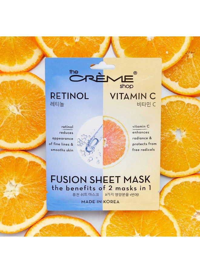 He Crème Shop Retinol & Vitamin C Fusion Sheet Mask Korean Sheet Mask Antiaging Face Mask Brightens And Plumps Skin Vitamin C Sheet Mask With Hyaluronic Acid And Retinol (5 Pack)