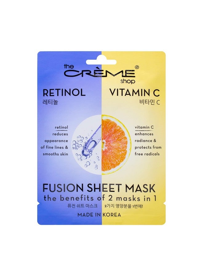 He Crème Shop Retinol & Vitamin C Fusion Sheet Mask Korean Sheet Mask Antiaging Face Mask Brightens And Plumps Skin Vitamin C Sheet Mask With Hyaluronic Acid And Retinol (5 Pack)
