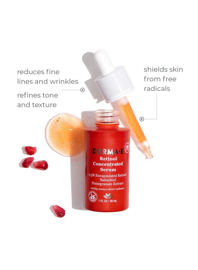 Derma E Retinol Concentrated Serum Antiaging Serum With Retinol Pomegranate Extract And Bakuchiol Face Serum With Timerelease Retinol For Fine Lines And Wrinkles 1 Fl Oz