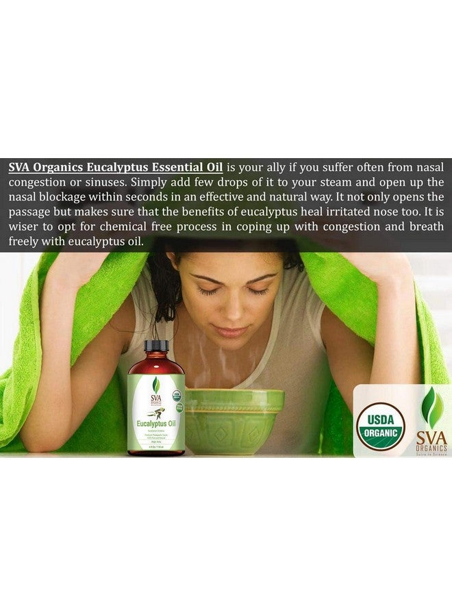 Va Organics Eucalyptus Essential Oil Organic 4 Oz Usda With Dropper 100% Pure Natural Undiluted Premium Therapeutic Grade Oil For Diffuser Aromatherapy Face Body & Hair Care