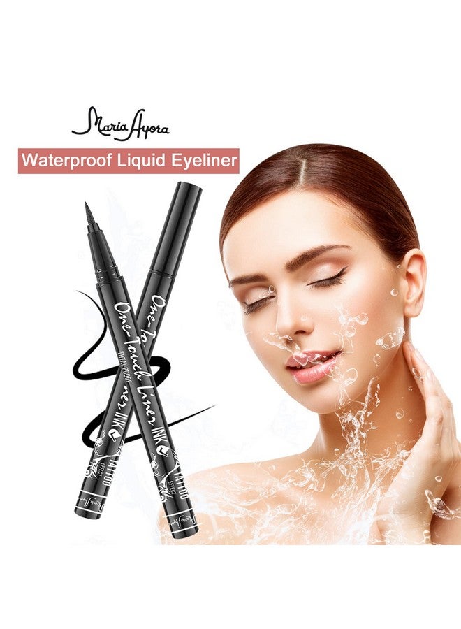 3Pcs Black Liquid Eyeliner Pen Setwaterproofsmudgeprooflongwearingflexible Tip Eye Liner For Women And Girls