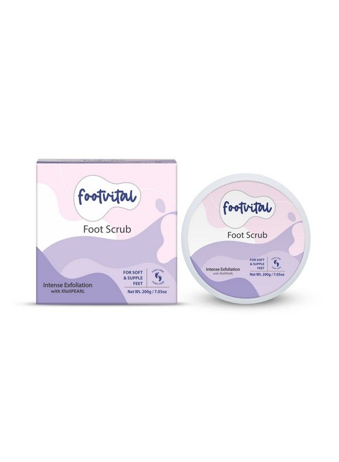 Foot Scrub With Eco Friendly Biodegradable Exfoliating Beads Xfolipearl & Sweet Almond Oil For Removing Dead Skin Cells Of Dry & Calloused Feet Softens Rough Heels For Pedicure 200 Gm