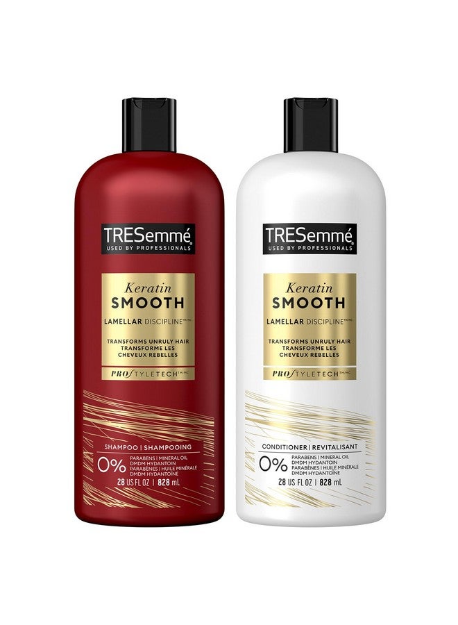 Tresemme Shampoo And Conditioner Set Keratin Smooth Antifrizz Hair Products Keratin Hair Treatment For Ultra Sleek Shiny Hair Curly Hair Detangler 28 Fl Oz (2 Piece Set)