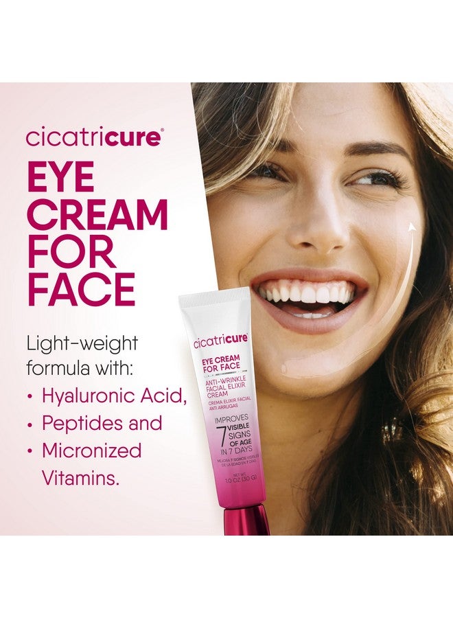 Icatricure Eye Antiwrinkle Cream For Face With Peptides And Micronized Vitamins For Fine Lines & Wrinkles Dark Circles And Eyes Bags ; Long Lasting Hydration Oilfree 1 Oz