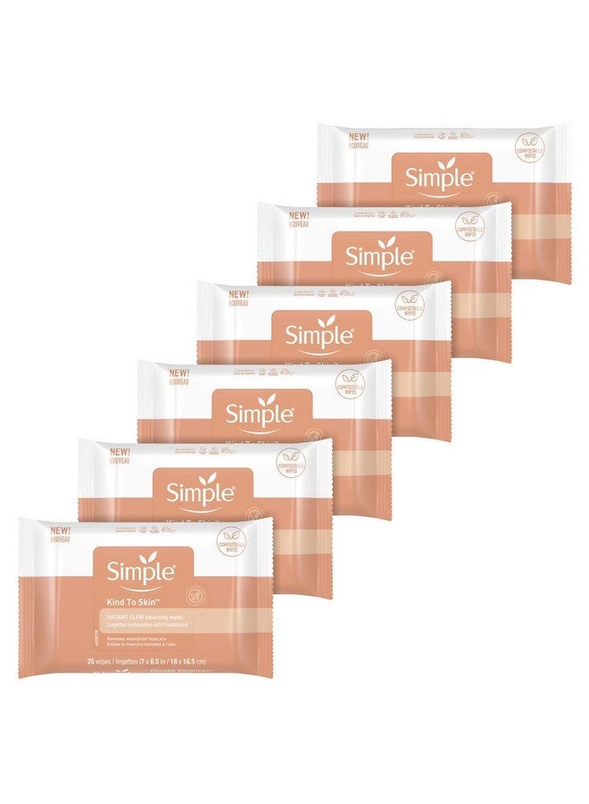 Imple Facial Cleansing Wipes For Stressed Looking Skin Instant Glow & Defend Face Cleansing Wipes That Brightens And Evens Skin Tone 25 Count 6 Pack