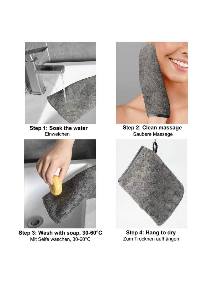 Hogary 10 Pack Microfiber Body Wash Mitts Soft Face Mitten Bath Spa Cloth Reusable Makeup Remover Mitt Gloves European Style Wash Cloth 6×8Inch (Grey)