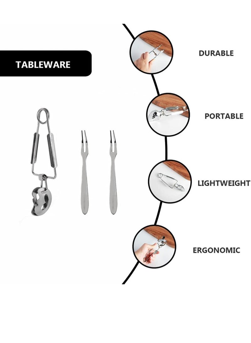 Snail Tong Forks Set Stainless Steel Escargot Tongs Snail Fork Clip Food Serving Tongs Escargot Dining Set for Kitchen Cooking Restaurant Serving 3Pcs