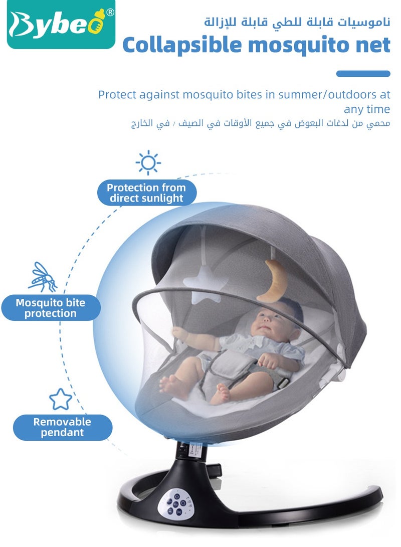 Baby Swing for Infant with a Dining Table, Portable Babies Rocker Chair, Electric Bouncer for Infants Boys Girls, 3 Seat Positions 5 Speeds, Bluetooth Music, 5 Point Harness Belt and Remote Control